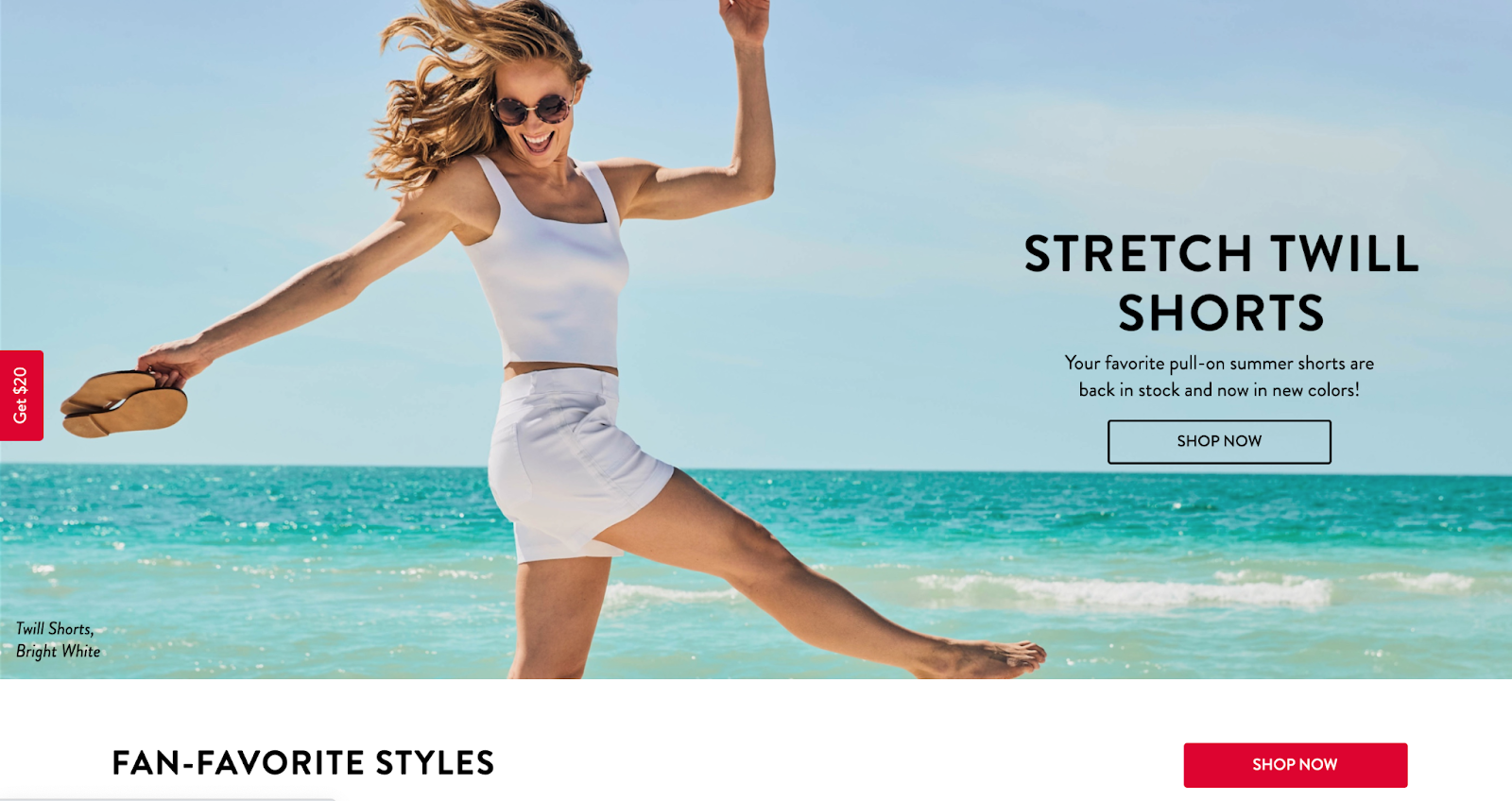 Spanx website homepage secondary CTAs