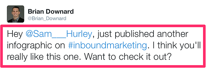 Screenshot of a tweet asking for infographic promotion.