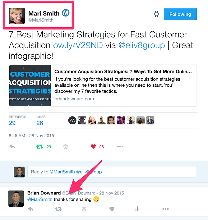Screenshot of a Twitter exchange.