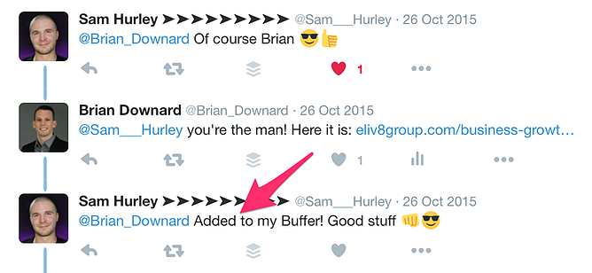Screenshot of a Twitter exchanging asking for infographic promotion.