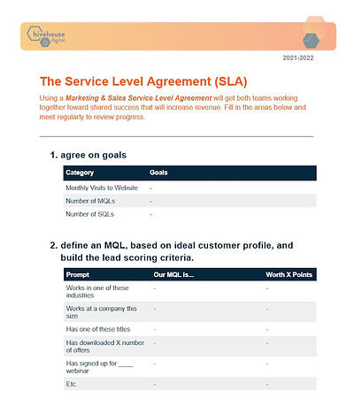 Service-Level Agreement Example: Hivehouse Digital's Marketing & Sales SLA Template