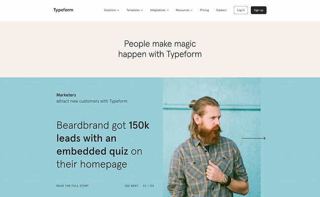 Typeform surveying platform and market research tool