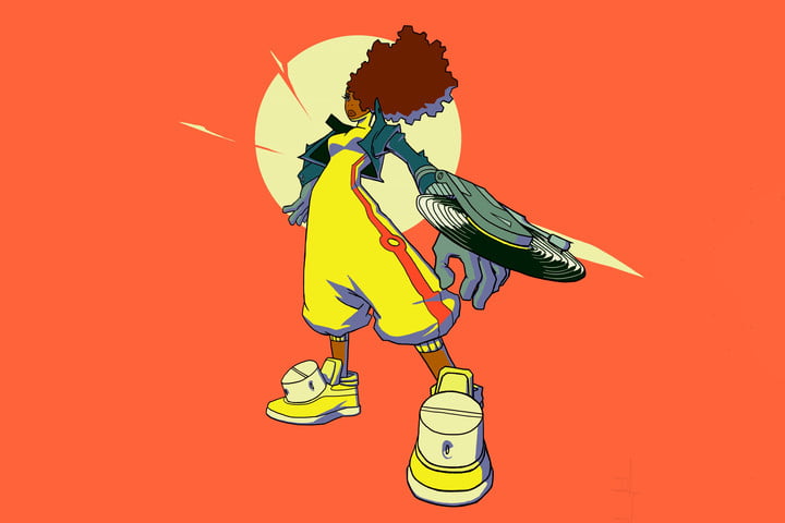 Bomb Rush Cyberfunk vinyl girl character.