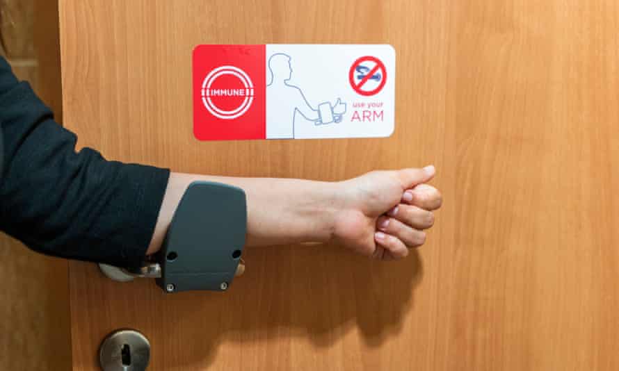 door being opened with arm