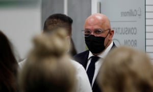 Minister for COVID Vaccine Deployment Nadhim Zahawi visits the Cullimore Chemist, amid the coronavirus disease (COVID-19) outbreak, in Edgware, London, Britain January 14, 2021.
