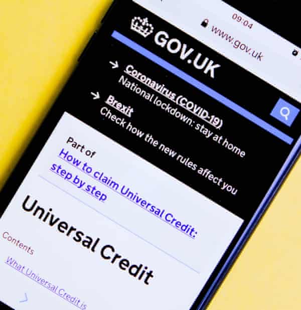 Government website homepage screenshot For universal credit financial assistance