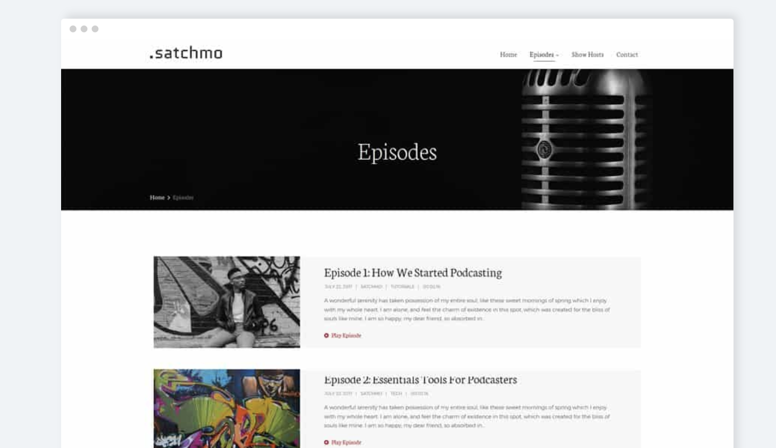 satchmo  wordpress theme for podcasts download page